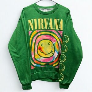 NIRVANA Smile Oversized Graphic‎ Crewneck Sweater